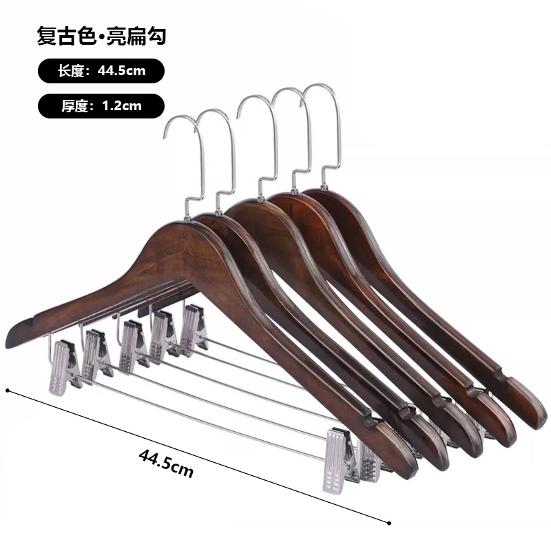 Percha de ropa de madera maciza con clip traje de madera ropa para adultos rack hogar sin costuras antideslizante ropa percha pantalones rack