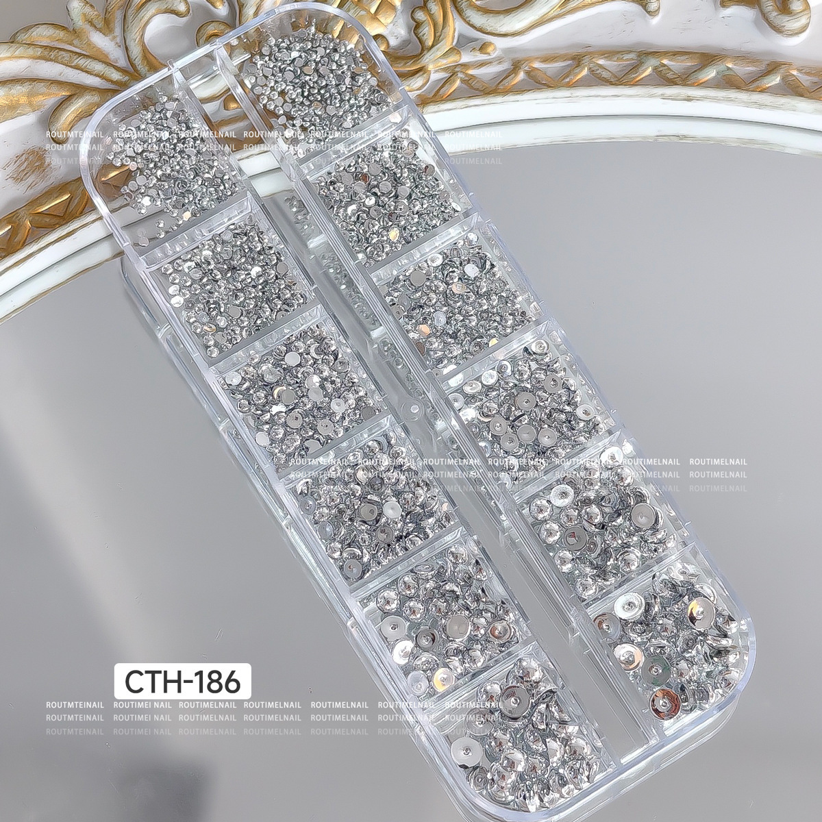 Red en línea explosión de 12 grados mezclados oro y plata perlas de metal joyas de manicura en el viento venta caliente accesorios de aleación