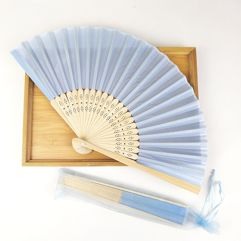 El ventilador de retorno de la boda de seda de un solo paño de color sólido de 6 pulgadas se puede utilizar para la tarjeta de invitación de suministros de boda llano DIY + bolsa de gasa