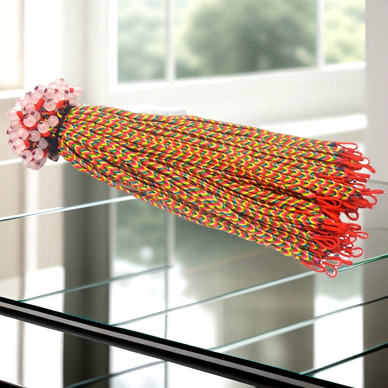 Children's red rope bracelet, hand-woven colorful cord, adjustable length