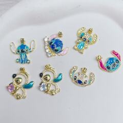 欧美跨境新款卡通可爱史迪仔热销可爱时尚铜镀真金保色滴油吊坠