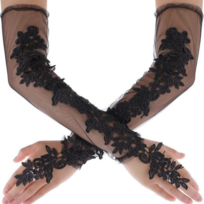 Сетчатая пряжа кружевные перчатки без пальцев длинные цветочные свадебные перчатки выпускной вечер свадебная вечеринка одежда свадебные аксессуары рукава