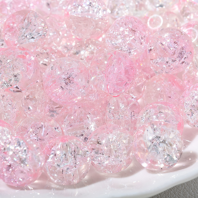 卡10珠子冰裂散珠透玻璃爆花内碎珠手工10mm串珠制作手串项链首饰|undefined