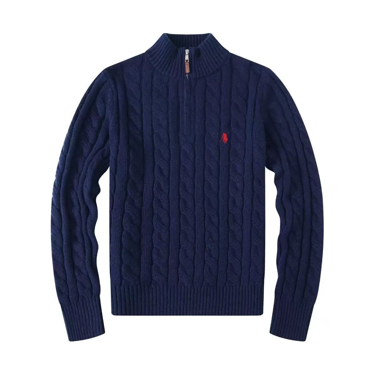Blue sweater with zipper, with a zipper