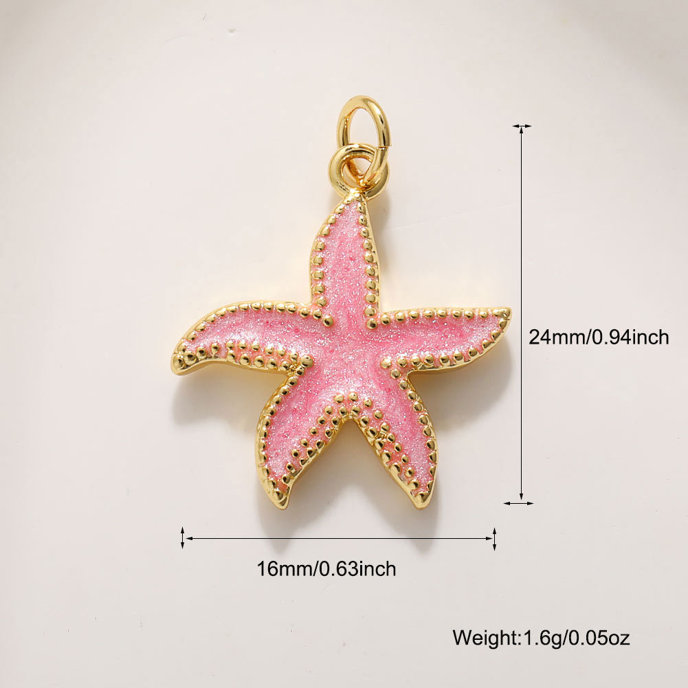 2g Weight Pendant Jewelry Making Type DIY Jewelry Accessories Classification 1 Piece Quantity Copper Material Starfish, Conch, Dolphin, Hippocampus, Fish Pattern All Seasons Season Enamel, Plating Design Cute, Marine Style Style 1 Piece Copper Starfish Conch Dolphin Pendant DIY Jewelry Accessories 14