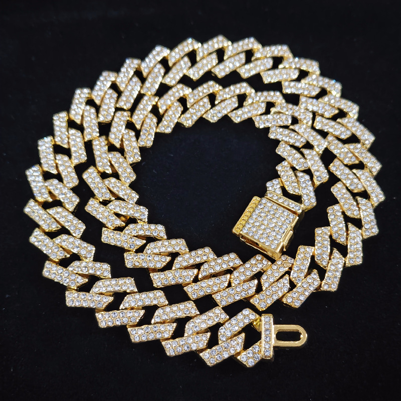Cuban Chain Men's Gold Plated Necklace With Box Clasp 15mm_voghion.com