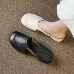 跨境小众2025女鞋夏季凉拖鞋外穿复古外贸皮鞋圆头穆勒乐福鞋拖鞋