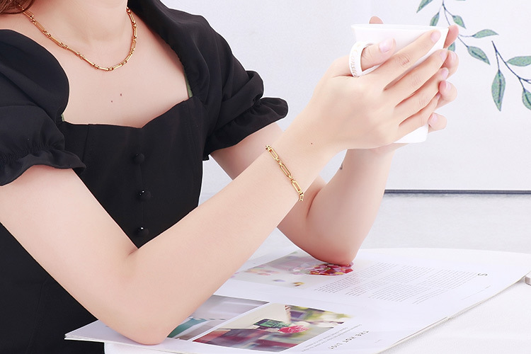 design sense fashion titanium steel bracelet necklace set wholesale nihaojewelry