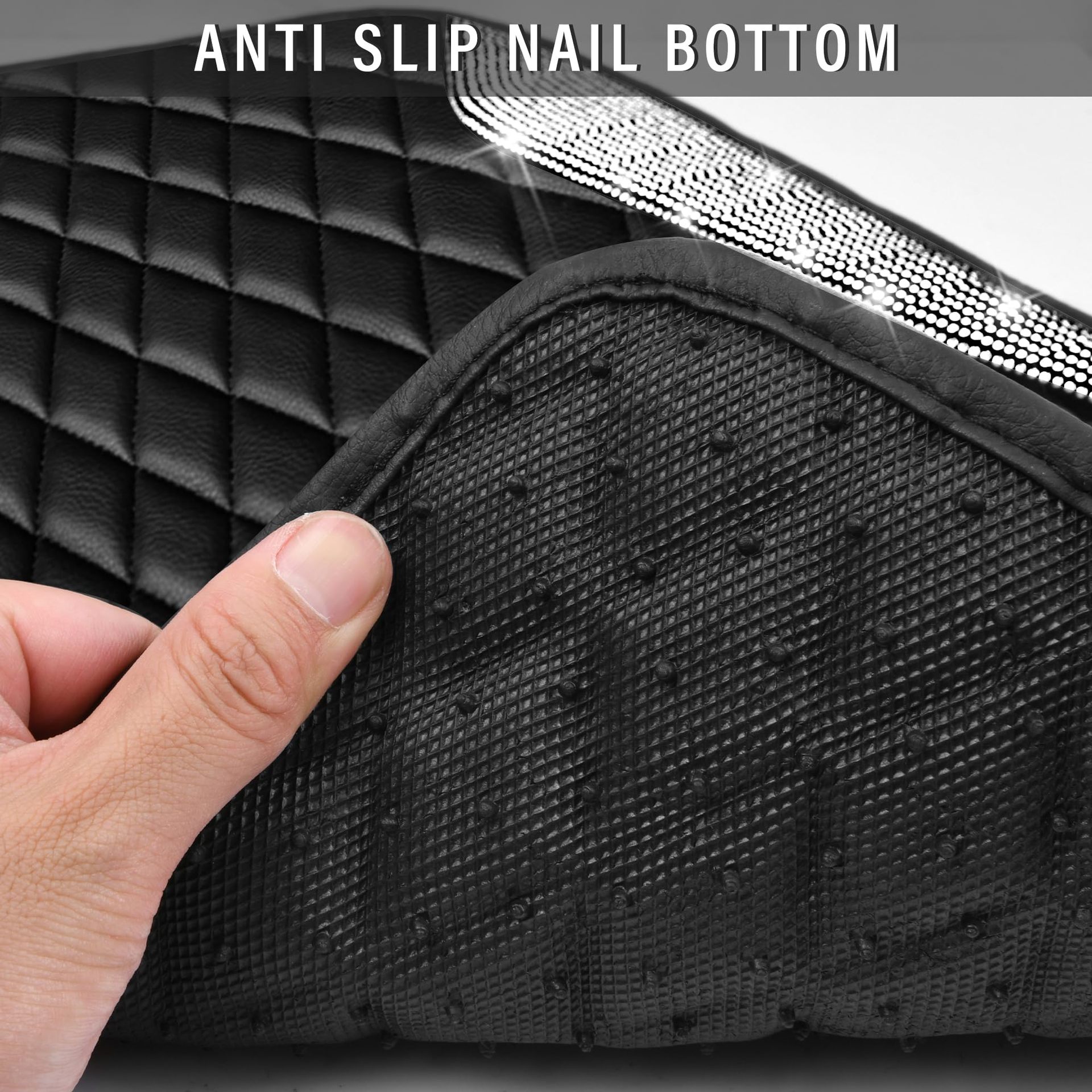 Shiny Leather Car Floor Mat with Rhinestones and Crystals, Universal Non-Slip Waterproof Mat for Women, Rhinestone Car Anti-Slip Mat