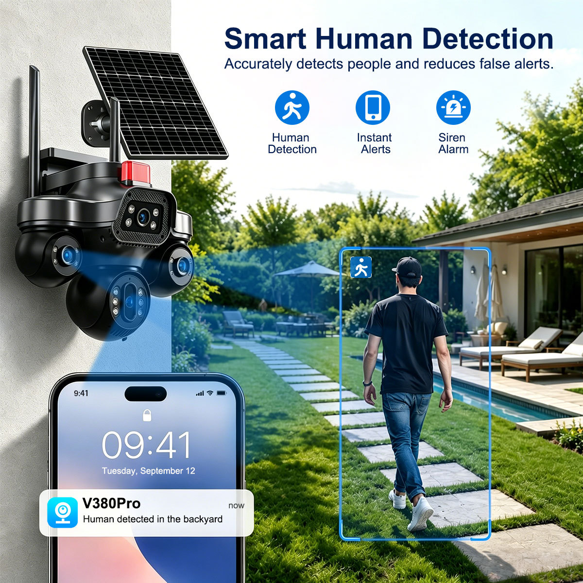 4G AOV Drei-Bild-Kamera, Vollfarbmodus Nachtsicht, WiFi