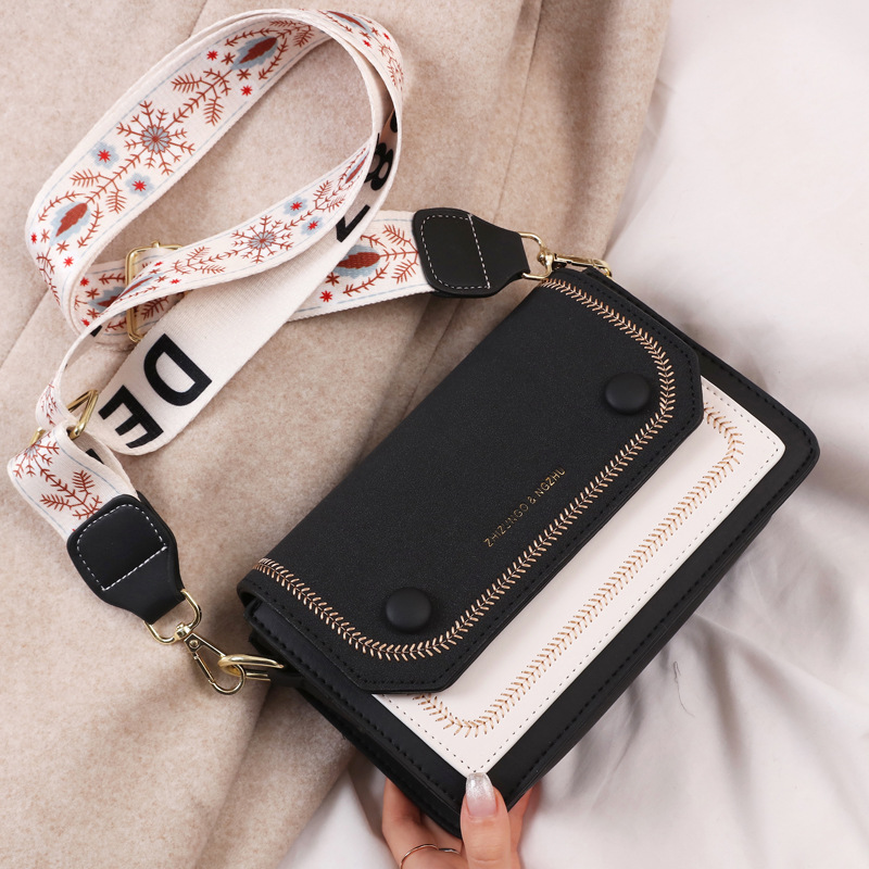 Candy color new wide and narrow shoulder strap fashion Korean version of net red texture small square bag cross-border a generation of women's bag
