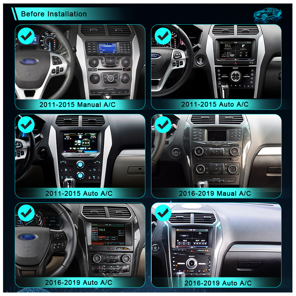 12.1 inch Explorer 2011-2019 Car Android AI Voice Control Vertical Screen Navigation