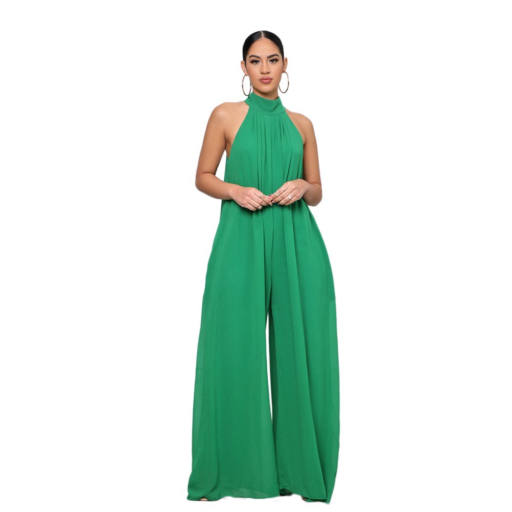 350g Weight Full Length Pants Length Polyester, Chiffon Fabric Type Mid Waist Waist Line Jumpsuits Pants Type Inelastic Elasticity Holiday, Family Gathering, Tea Party Occasion Loose Fit Type Solid Color Pattern Summer, Spring Season Women's Gender Simple Style, Classic Style Style Women's Holiday Family Gathering Tea Party Simple Style Classic Style Solid Color Full Length Jumpsuits 23