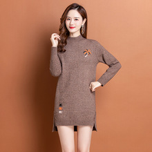 小个子中长款毛衣女秋冬遮肚子2022新款冬装半高领打底衫加厚内搭