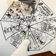 全自动男女雨伞卡通动漫可爱折叠加厚小清新学生拉布布透明