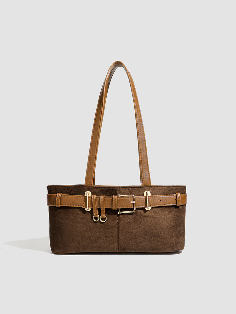 2025 New Korean Niche Retro Suede Baguette Shoulder Bag For Women High-End Versatile Commuter Handbag - Thumbnail 3