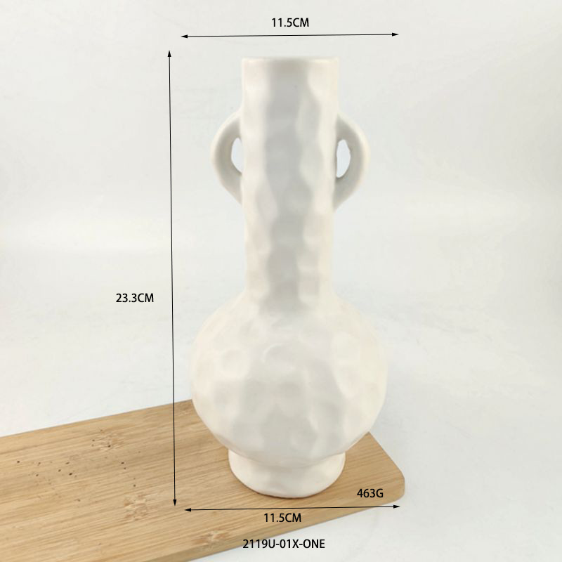 Florero binaural blanco minimalista moderno transfronterizo, decoración de mesa de comedor de casa de familia de cerámica de alta gama, decoración creativa