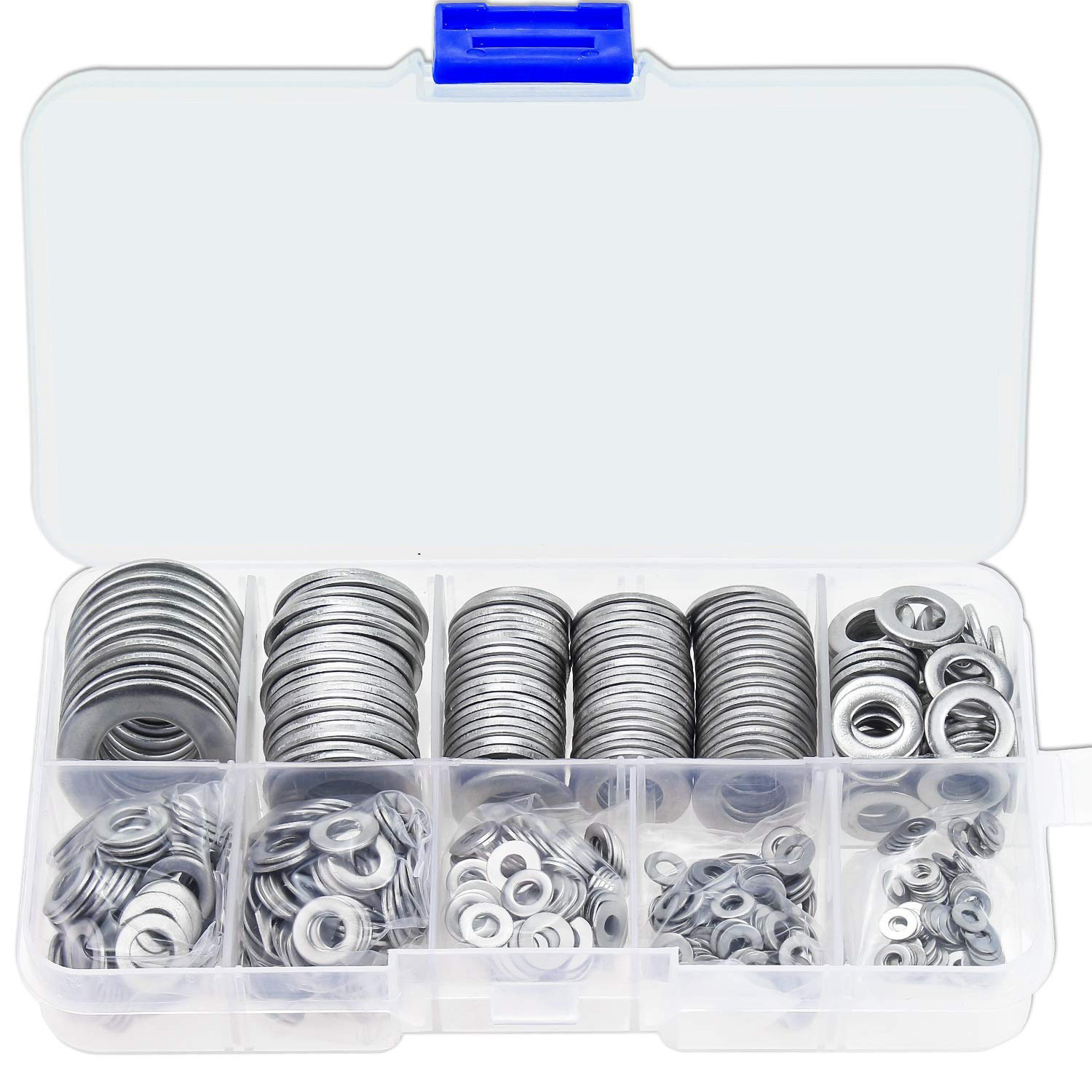 跨境批发 600PCS 盒装 304不锈钢/防锈密封垫圈,螺丝平垫圈平垫片