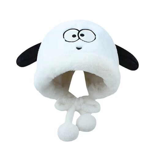 Autumn/Winter Puppy Soft Ears Riding Anti-Cold Elastic Band Plush Cartoon Sweet Girl Hat Warm Ear Protection Lei Feng Hat