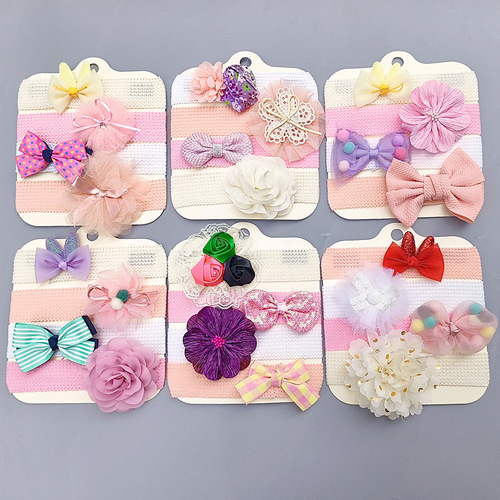 Amazon cross-border children's hair accessories set European and American baby bow flower wide hairband super elastic soft baby headband