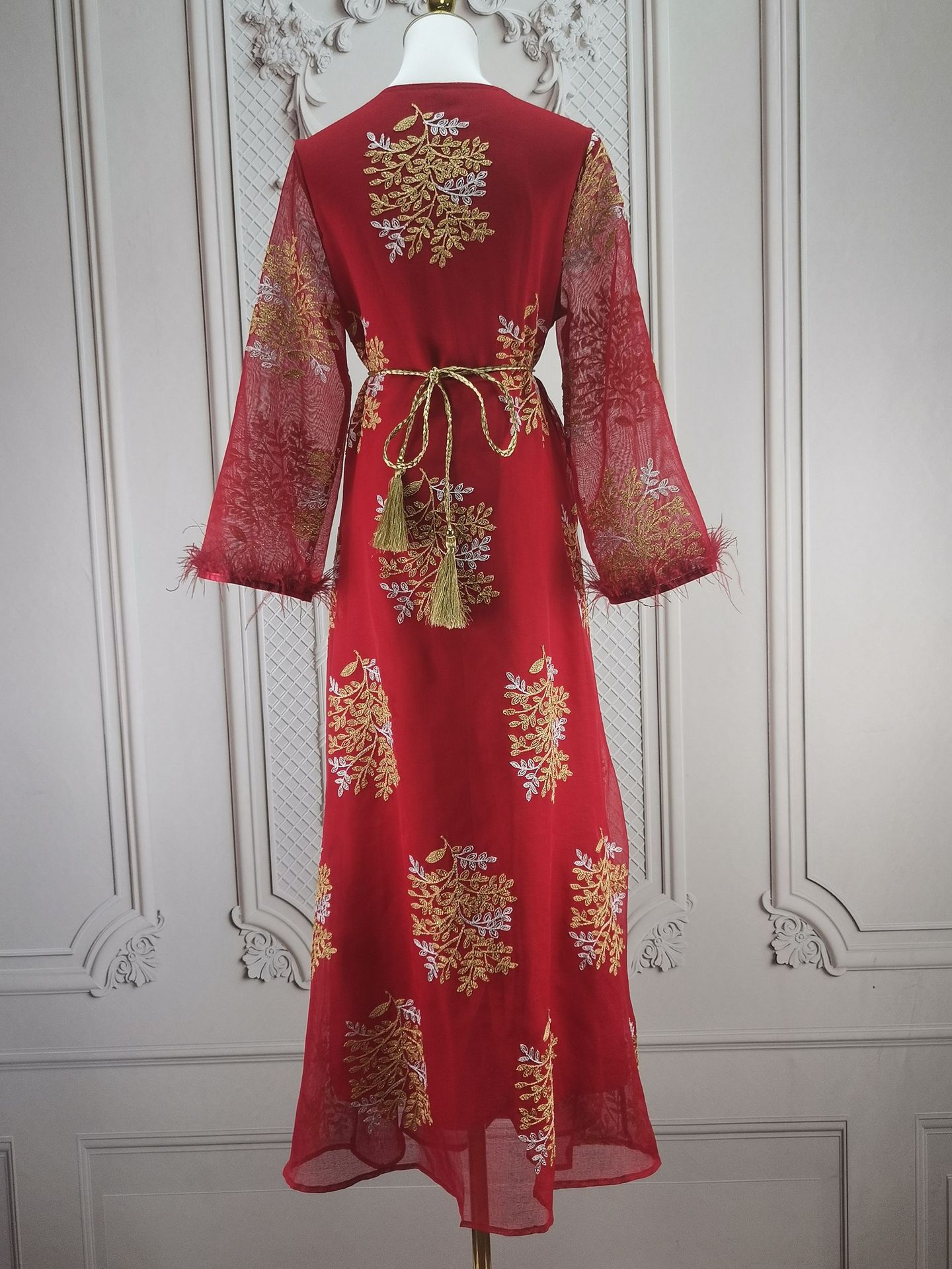 Damenbekleidung Bestickte muslimische Roben Arabische Kleidung Kleider_voghion.com