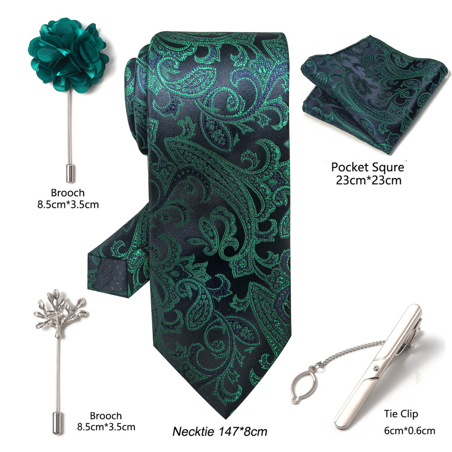 2024-es új divatos, divatos nyakkendő, üzletember, divatos tiszta színű, csíkos kesudió nyakkendő, 6 részes díszdobozban négyzet alakú sál nyakkendőkapcsos mellszett_voghion.com