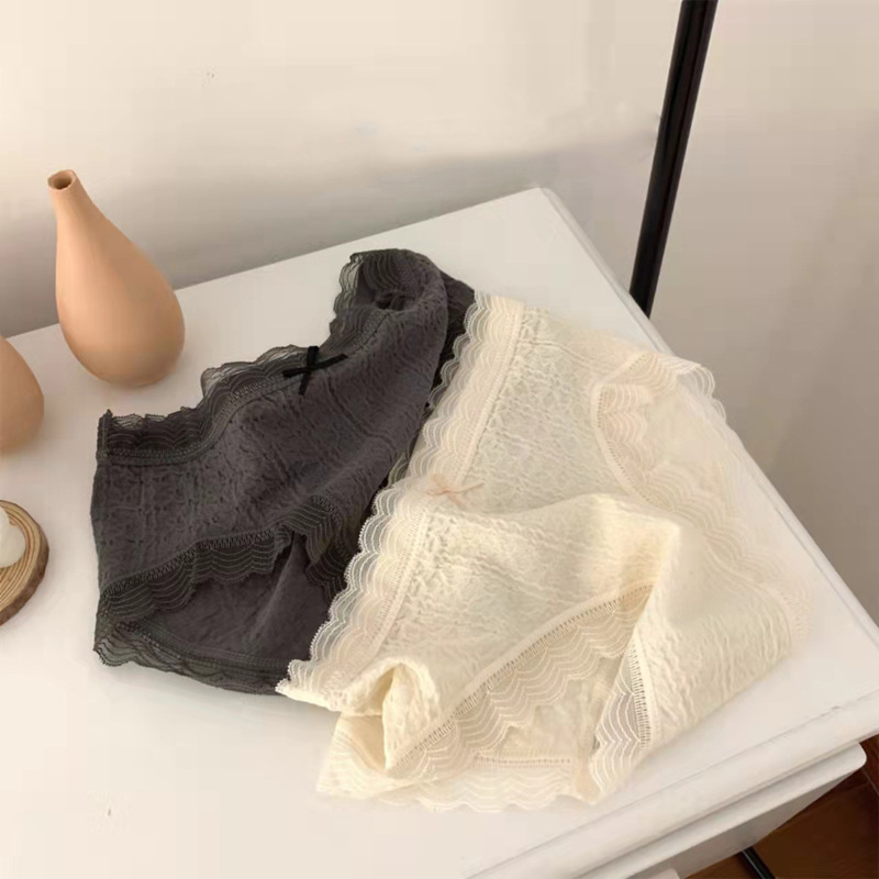 French Cream Puff Seamless Middle Waist Girl's High Color Value Cotton Cotton Inner Crotch Panties Women's Large Size Wholesale