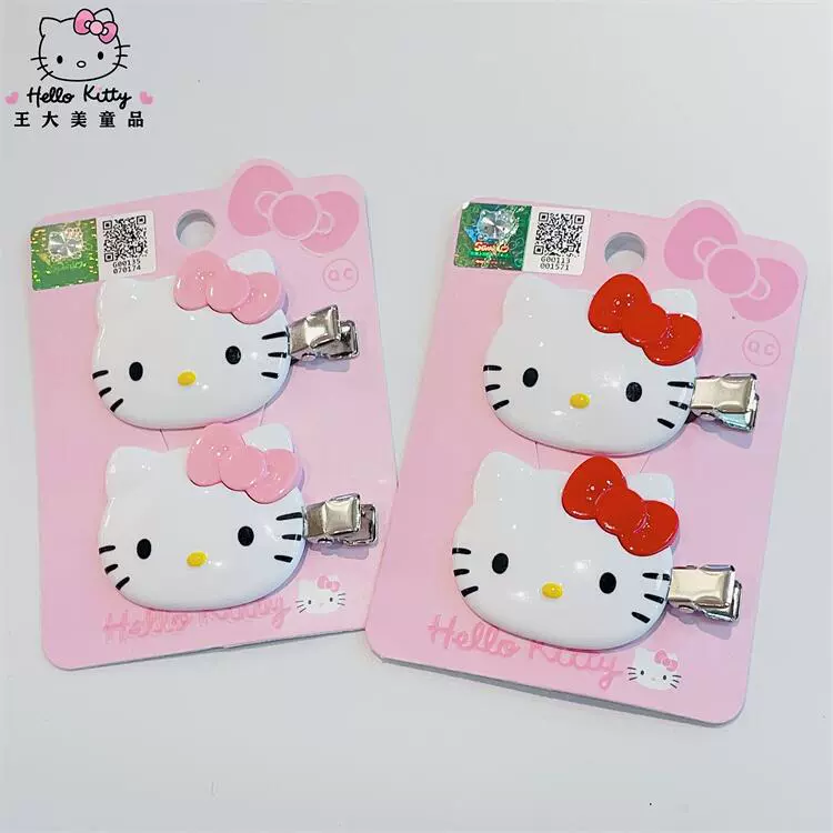 Заколки для волос Hello Kitty - подлинная детская заколка, пара розовая или красная