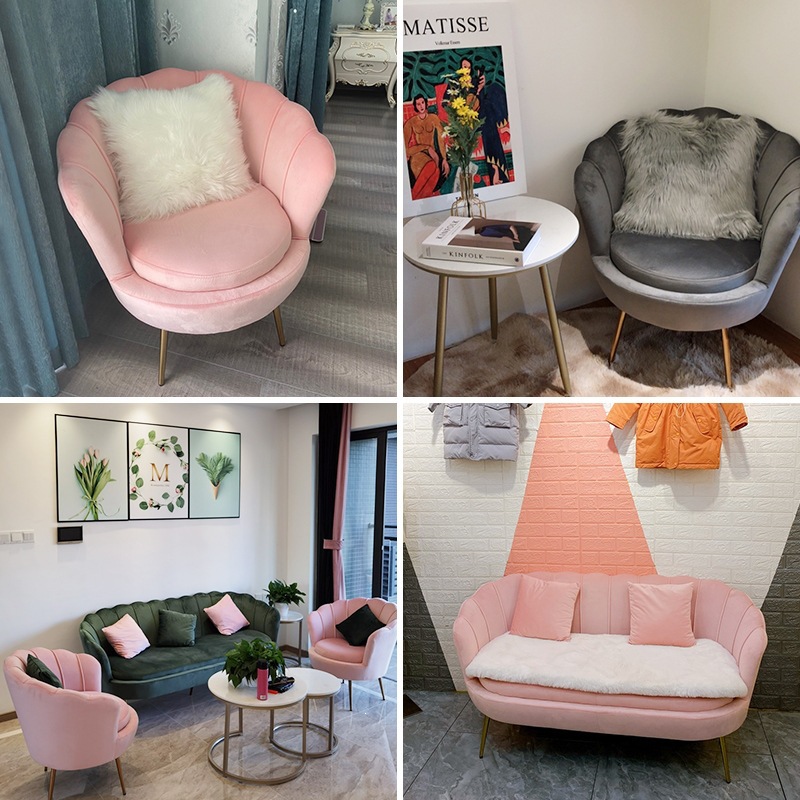 Sofá único de lujo nórdico moderno y simple sofá de ropa de la sala de estar perezoso dormitorio pequeño sofá rojo en línea