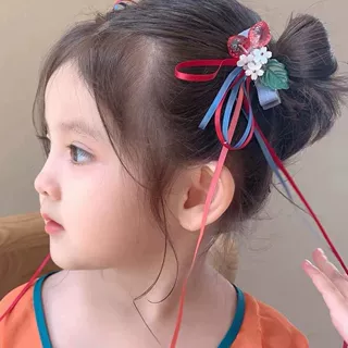 少女古风长丝带草莓对夹蝴蝶结夹子汉服宝宝发饰品手工发饰小公主