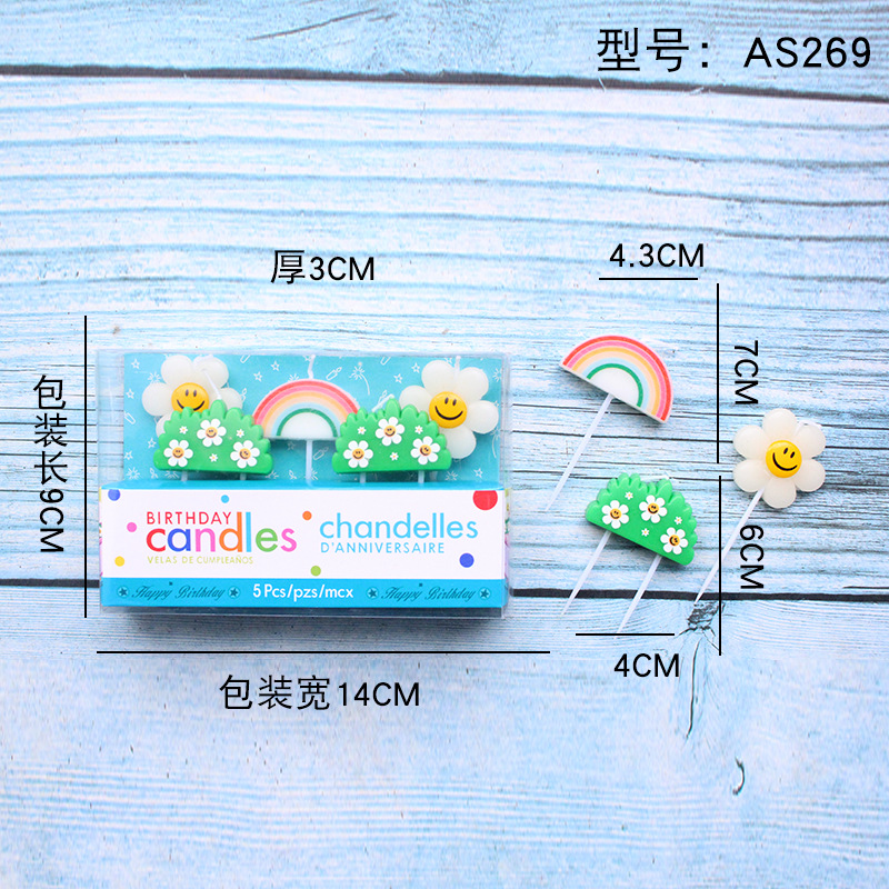 Vela de cumpleaños de dibujos animados al por mayor popular fiesta de flores oso dinosaurio donut cara sonriente vela de pastel para niños