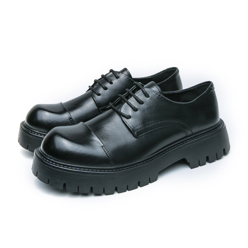 Gran tamaño transfronterizo de primavera y otoño nuevos zapatos de cuero de moda para hombres zapatos de derby de suela gruesa de moda británica zapatos de hombre un cabello