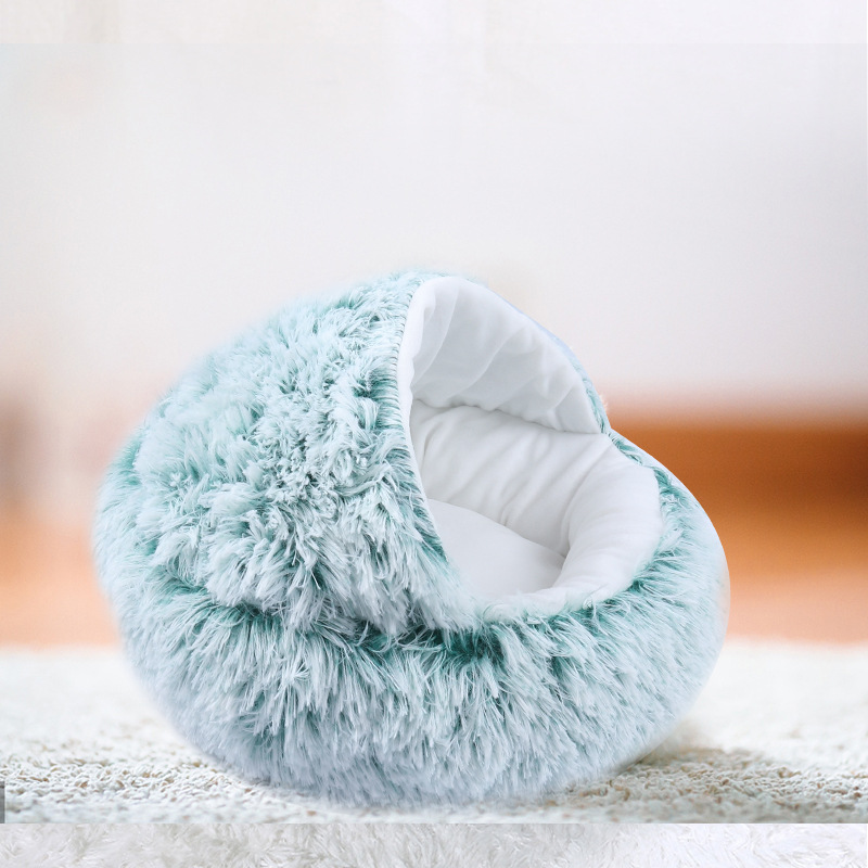 Fábrica en stock transfronterizo nuevo nido de gato semi-cerrado de felpa tipo de cáscara nido de gato de invierno cálido nido de mascotas al por mayor