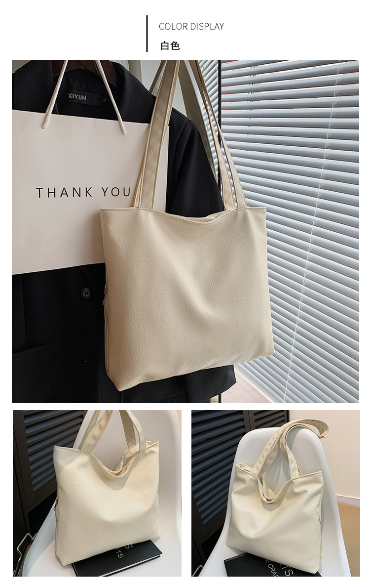 Retro large-capacity tote bag for women, 2024 new style fashionable portable commuting bag for going out, single-shoulder bag for students' classes undefined
