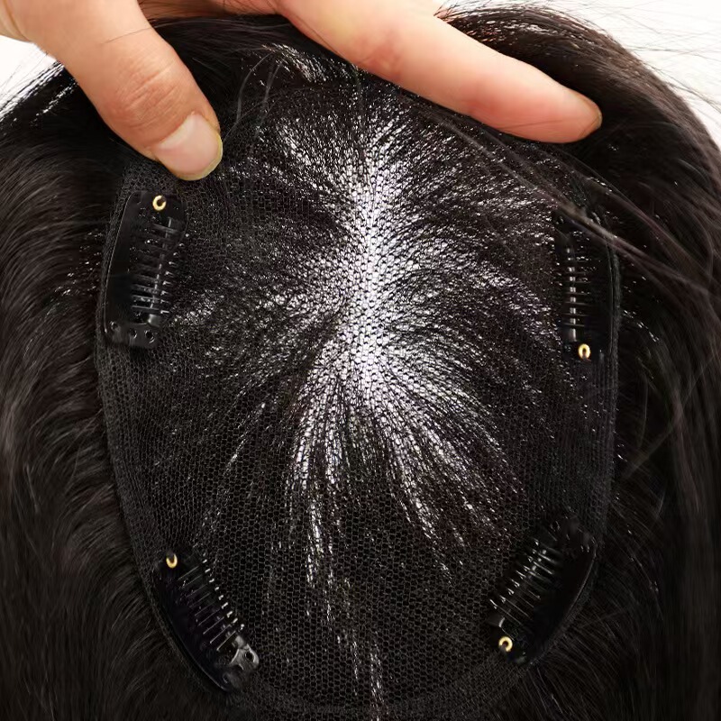 Xuchang Women's Swiss Net Hairpiece, Fully Hand-Woven to Cover Gray Hair, Real Human Hair Topper, Factory Direct Sale Xuchang Women's Swiss Net Hairpiece, Fully Hand-Woven to Cover Gray Hair, Real Human Hair Topper, Factory Direct Sale
