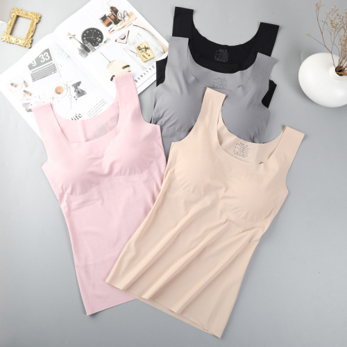 One-piece ice silk seamless no steel ring push-up sleep yoga long wide-shouldered sports vest bra for women