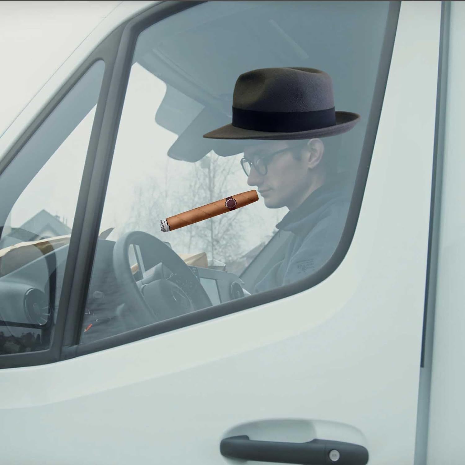 Fedora falsa etiqueta engomada de la ventana del cigarro del coche del cigarro