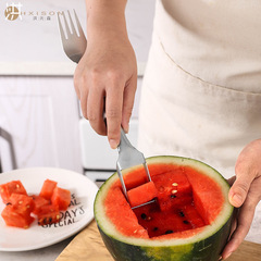 二合一西瓜叉 不鏽鋼創意水果叉廚房小工具西瓜切割器水果切塊器