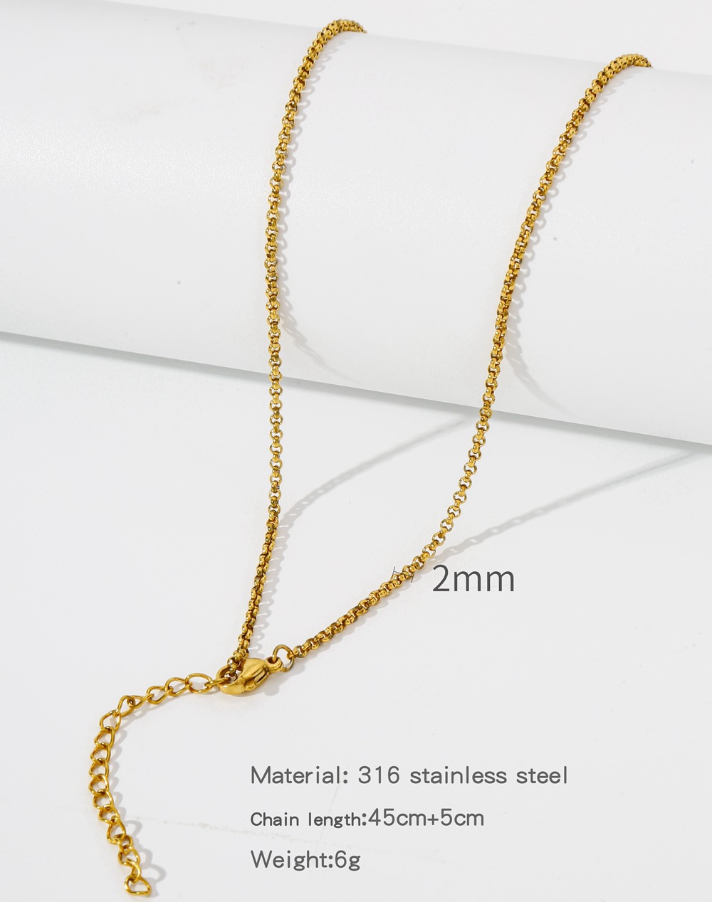 1 Piece Titanium Steel Gold Plated Solid Color Chain display picture 4