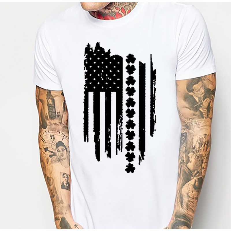 2024新款美国艺术笔刷样式男士T恤独立日纪念款 一件代发