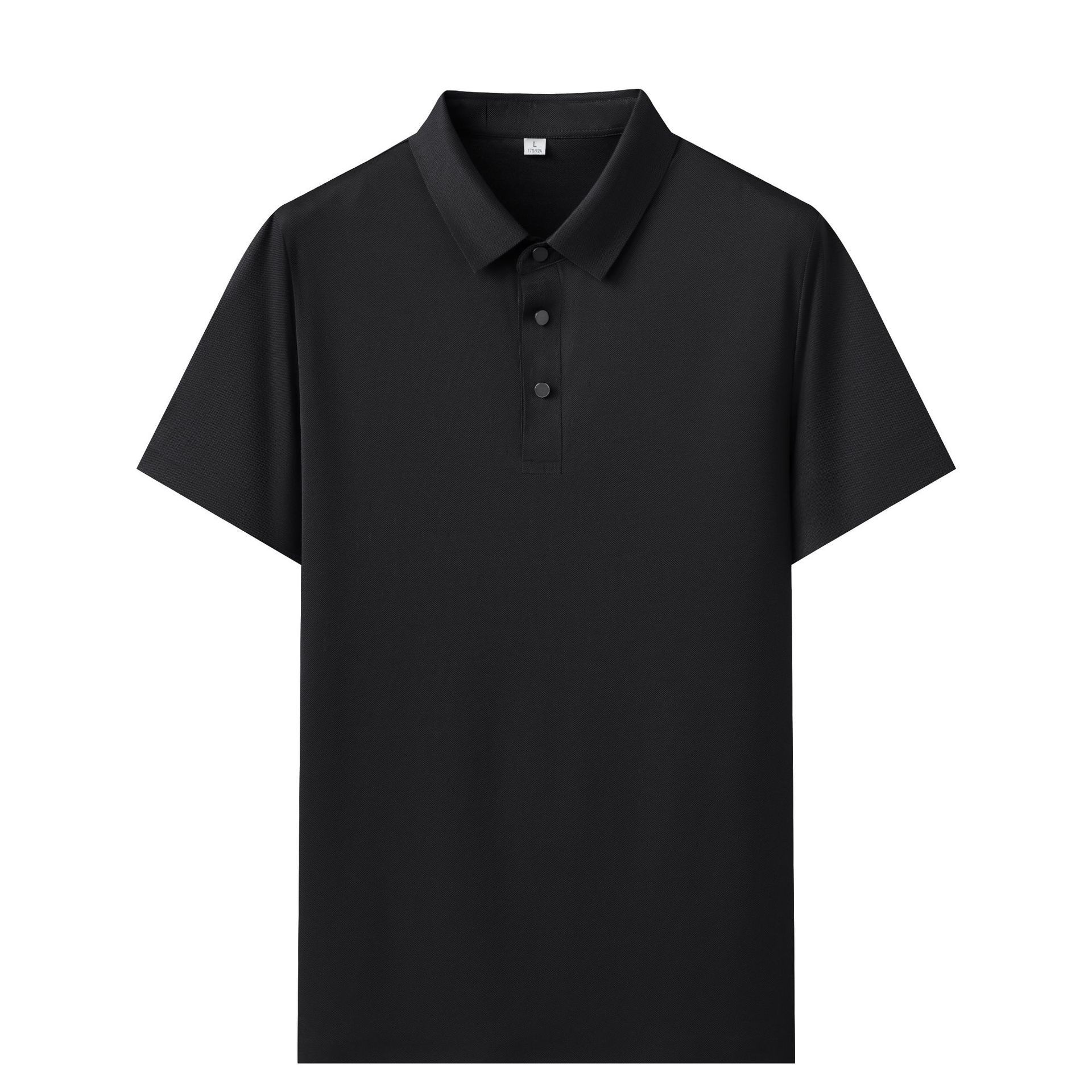 Camisa Polo de Manga Corta para Hombre, Estilo Veraniego, de Negocios, de Seda Helada, Sin Costuras, de Alta Elasticidad, con Solapa de Brocado, al por Mayor, BYB9888