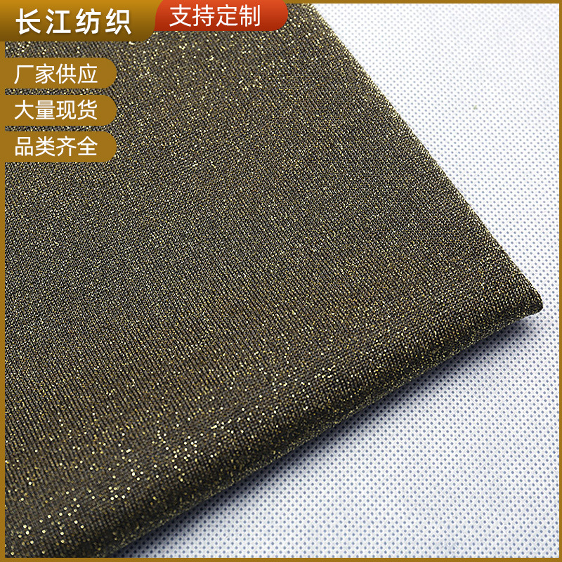 供应亚麻面料 批发印花亚麻锦纶线亮丝针织秋冬亚麻T恤服装面料