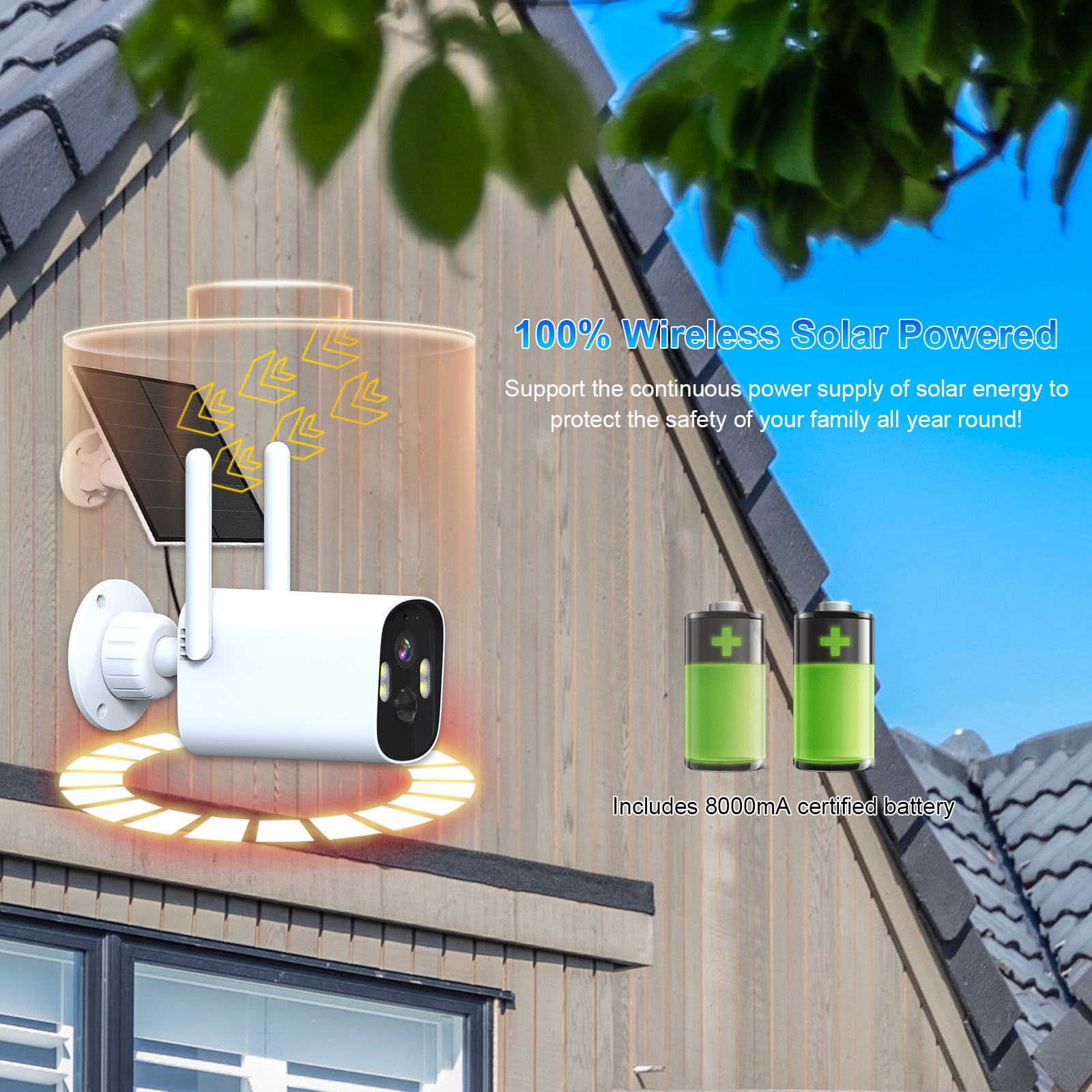 Fuente fábrica perno solar exterior batería de baja potencia comercio exterior explosión transfronteriza impermeable cámara de vigilancia HD