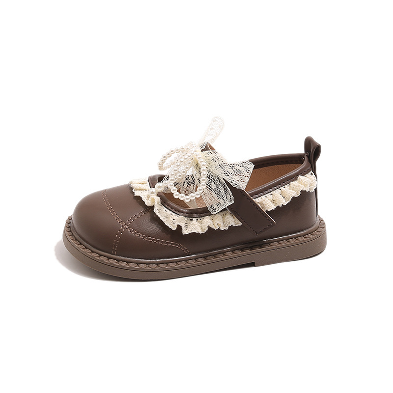 Zapatos de cuero extranjero de niñas 2026 primavera y otoño nuevos niños encaje perla arco zapatos de una sola chica zapatos de princesa de moda image 7