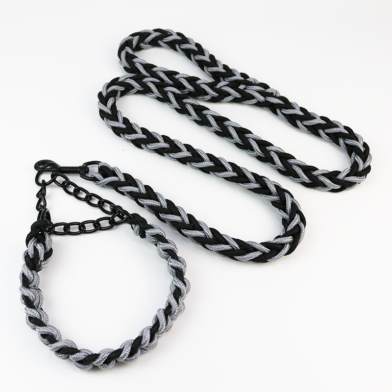 Correa para perro grande tejida a mano de 8 hebras de nylon, tipo cadena P – reflectante, para pasear.