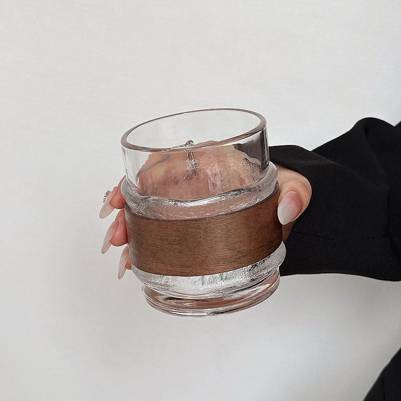 Inswind creativo de alto nivel anti-calor cubierta de bambú colgar tazas de hielo tazas de café de vidrio casero tazas de agua tazas de té tazas de bebida frías