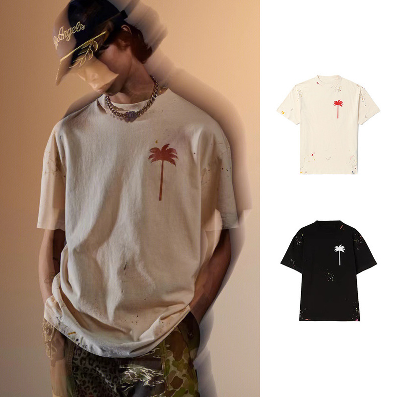 [Clearout No Returns or Exchanges] Palm Angel Men's and Women's Loose Cotton T-Shirts Hand-Painted Colorful Splashed Trendy Brand Short Sleeves