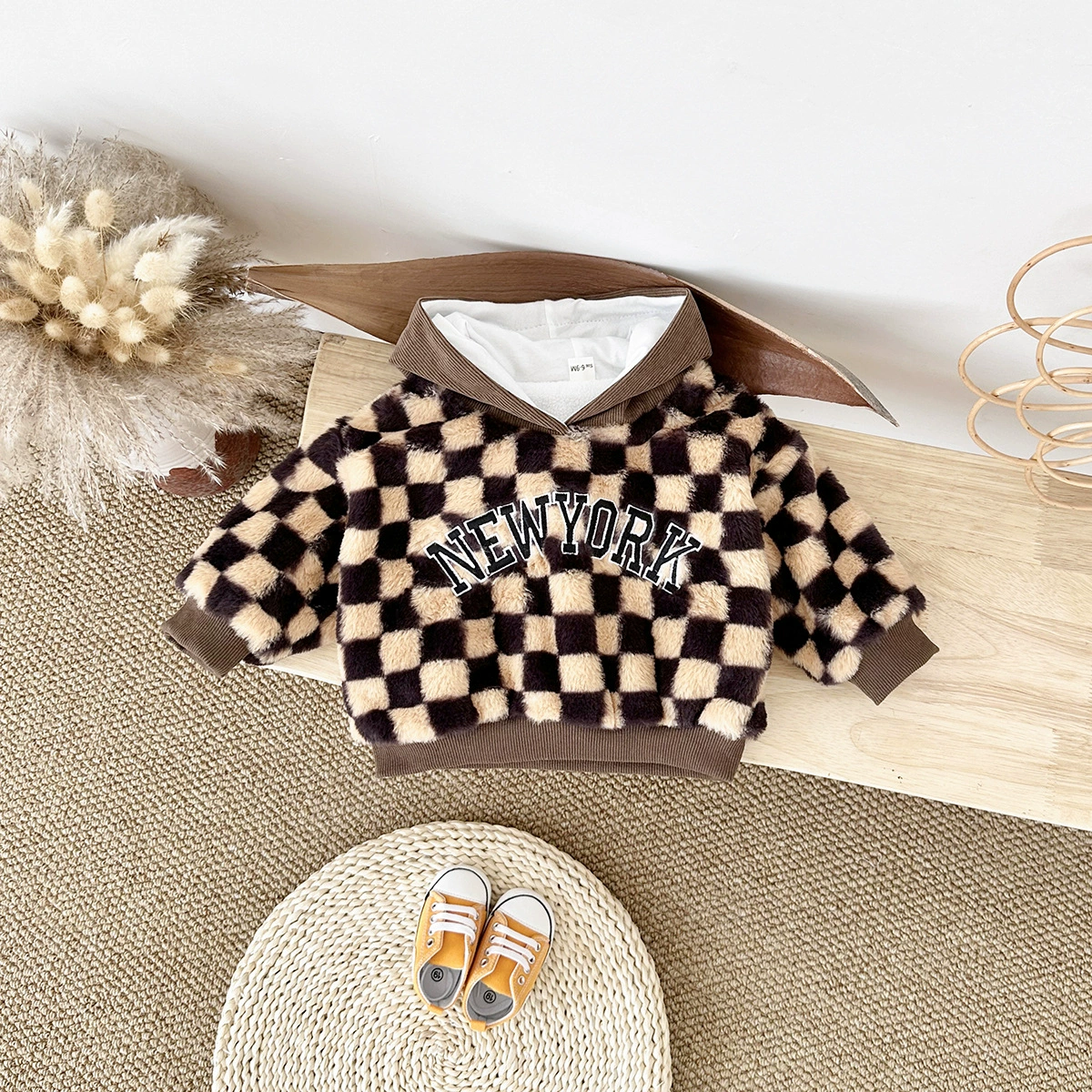 Winter children's hoody for men and women, sweatshirt, velvet thermal underwear, Korean style, (Cross-border trading)