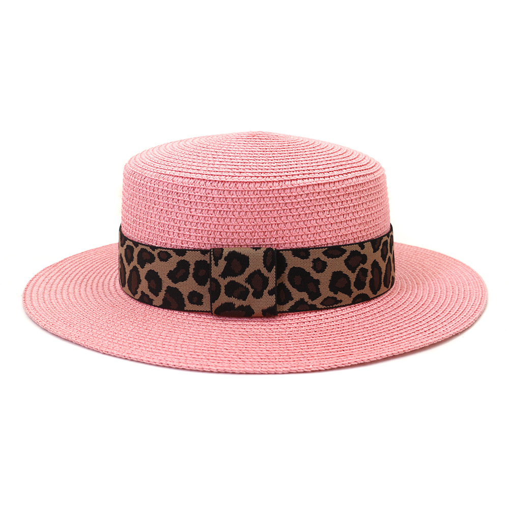 Leopard Print Flat Straw Hat NSDIT104161