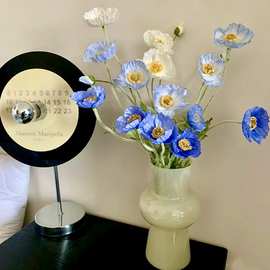 小号虞美人仿真花植绒罂粟花 婚庆布置家居装饰摆件外贸花材摄影